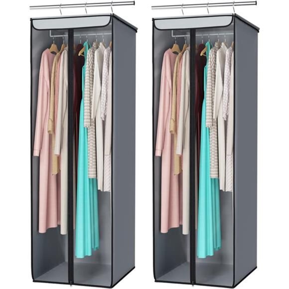 Hanging garment bags 54 inch clothes storage closet organizer dustproof clear wi